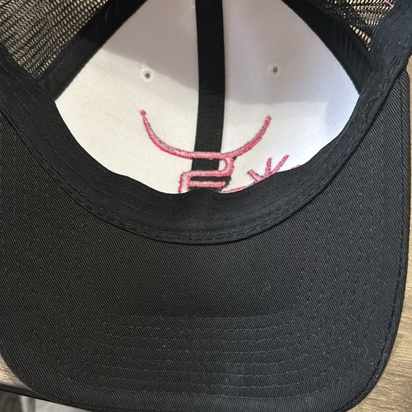 Spin Em Black and White Trucker Hat with Pink Logo - Picture 5 of 7